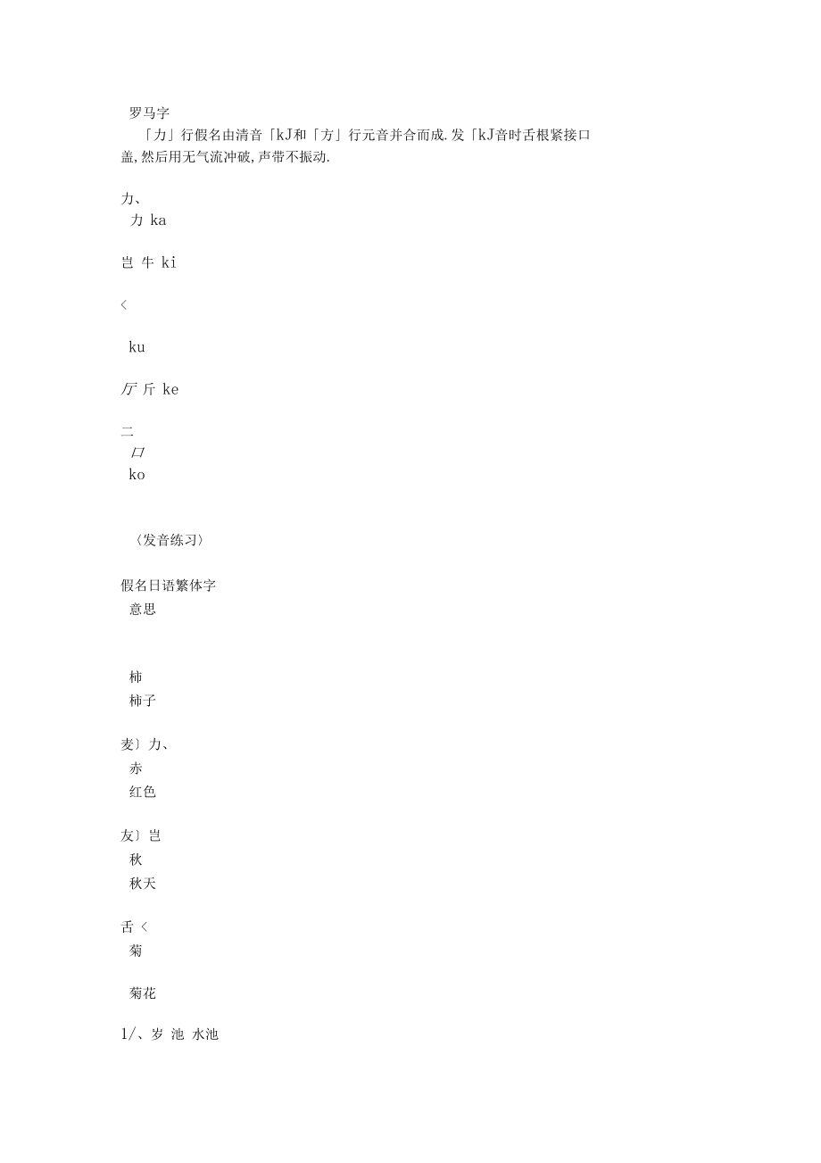 標準日本語基礎(chǔ)—五十音圖平假名片假名發(fā)音口型及練習資料_第5頁