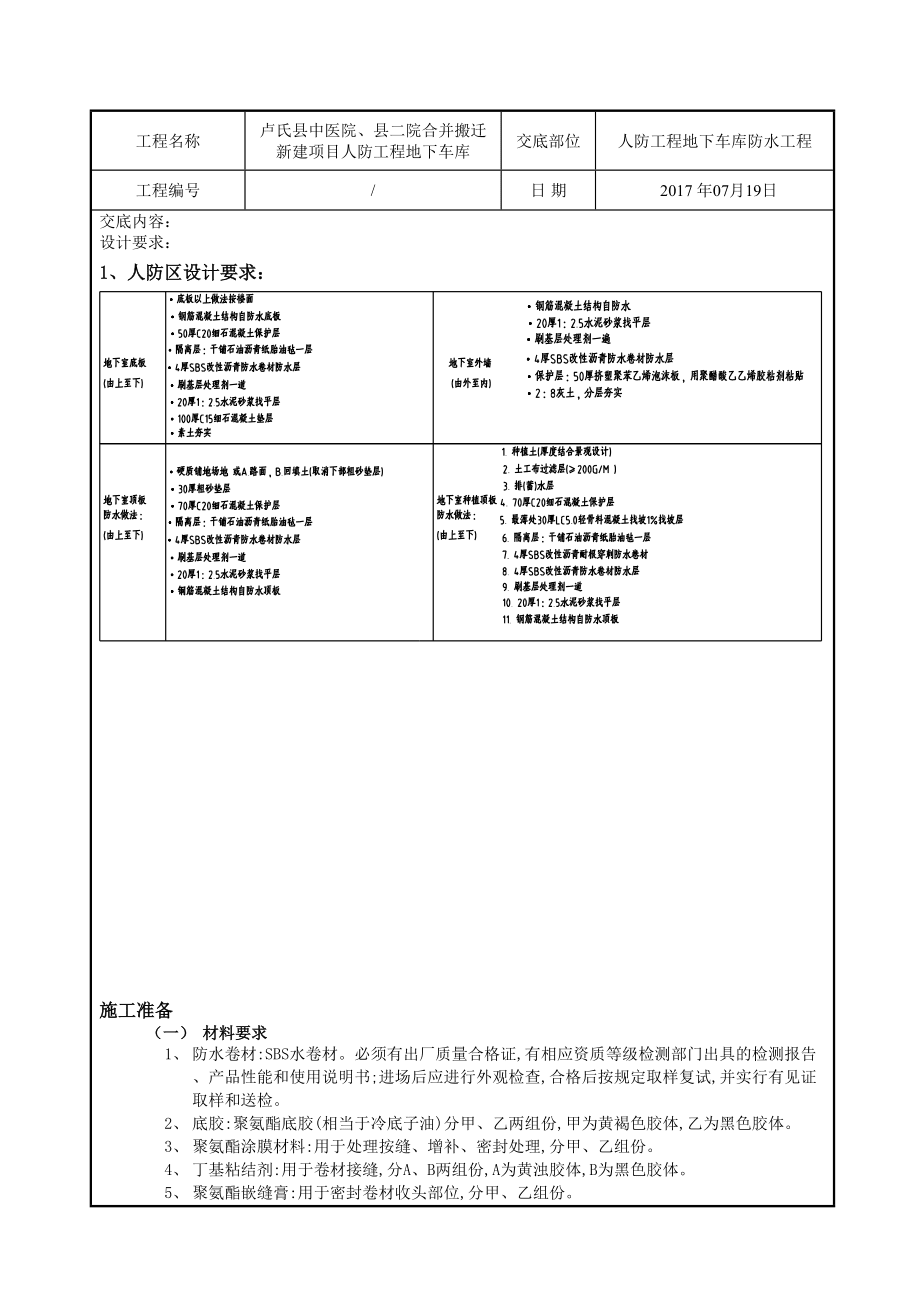 人防工程地庫防水技術交底_第1頁