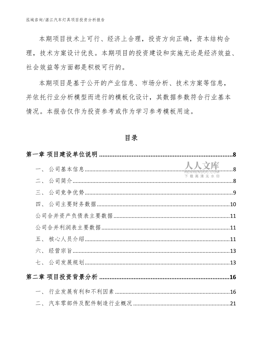 湛江汽车灯具项目投资分析报告kok电子竞技_第2页