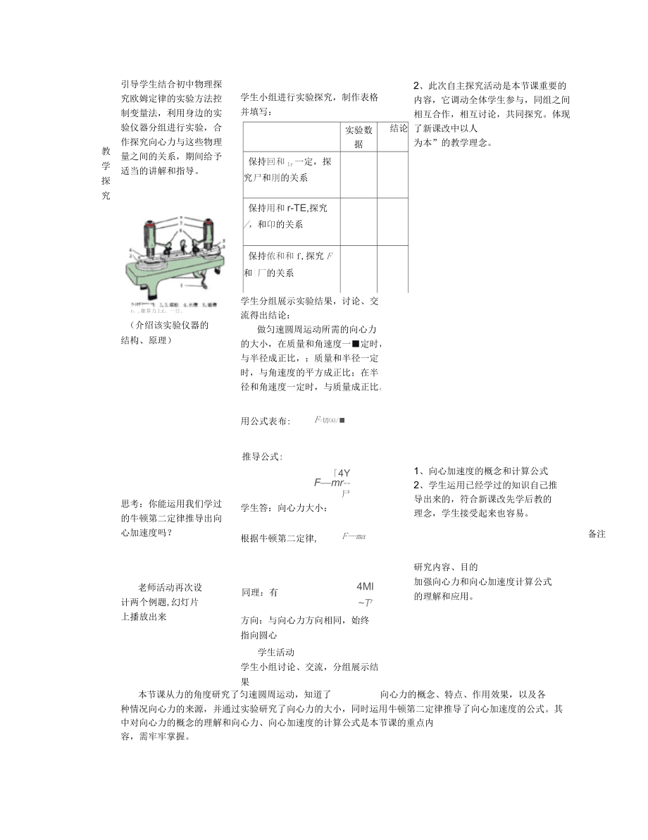 勻速圓周運動的向心力和向心加速度.說課稿_第5頁