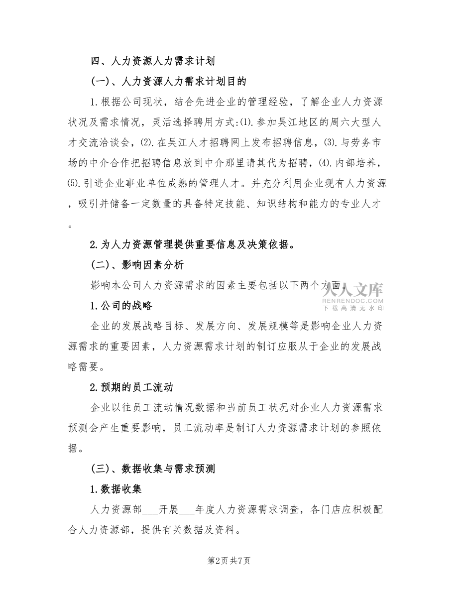 2022年人力资源部工作计划模板_第2页