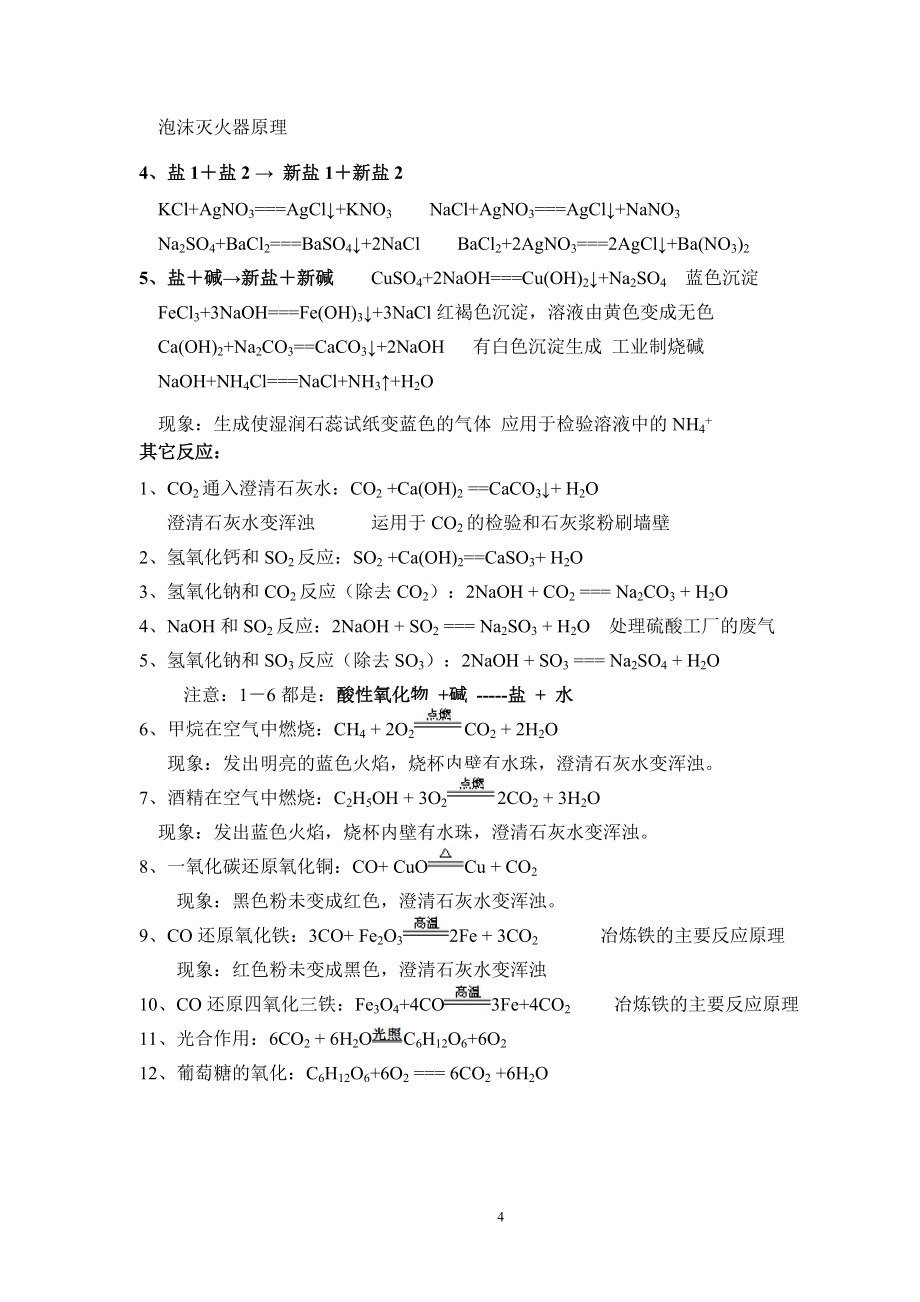 初中化学方程式及实验现象归纳_第4页