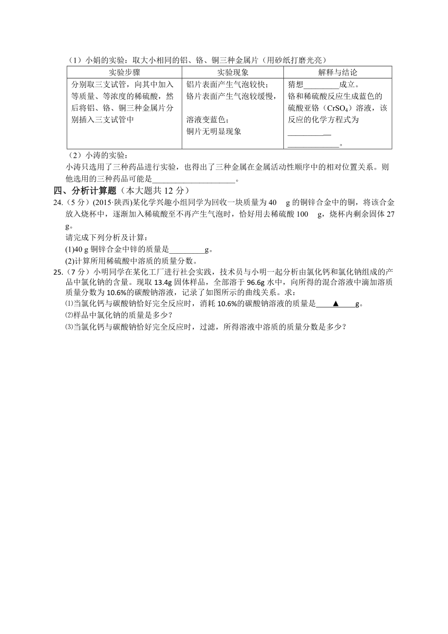 九年級科學(xué)物質(zhì)轉(zhuǎn)化與材料利用檢測題_第4頁