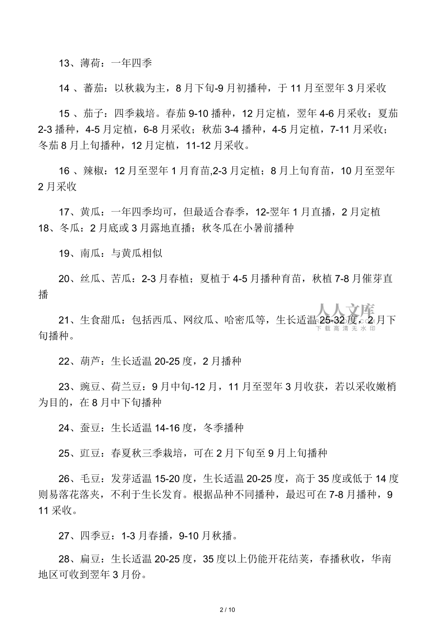 南方32種蔬菜露天種植時間表_第2頁