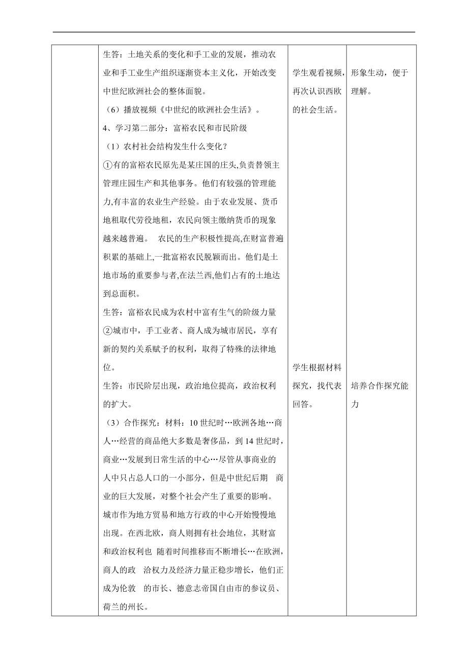 部編人教版歷史九年級(jí)上冊(cè)第13課《西歐經(jīng)濟(jì)與社會(huì)的發(fā)展》教學(xué)設(shè)計(jì)_第3頁(yè)