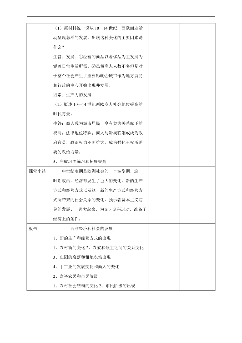 部編人教版歷史九年級(jí)上冊(cè)第13課《西歐經(jīng)濟(jì)與社會(huì)的發(fā)展》教學(xué)設(shè)計(jì)_第4頁(yè)