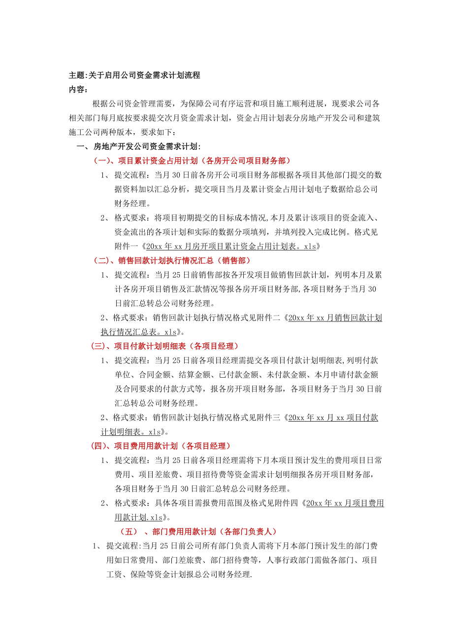 房地产公司资金计划流程_第1页