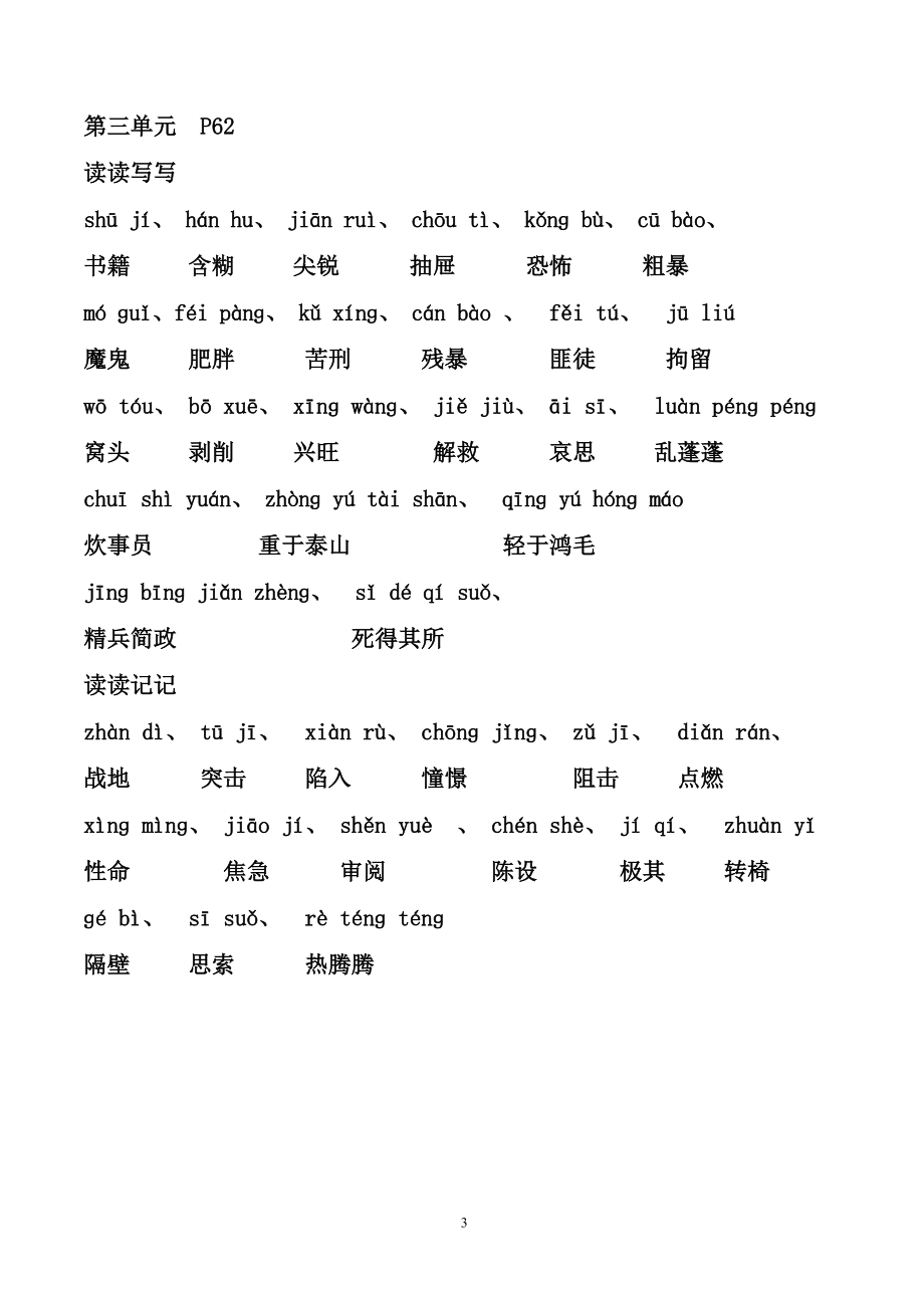 人教版小学语文六年级下册词语盘点(带拼音)、日积月累_第3页