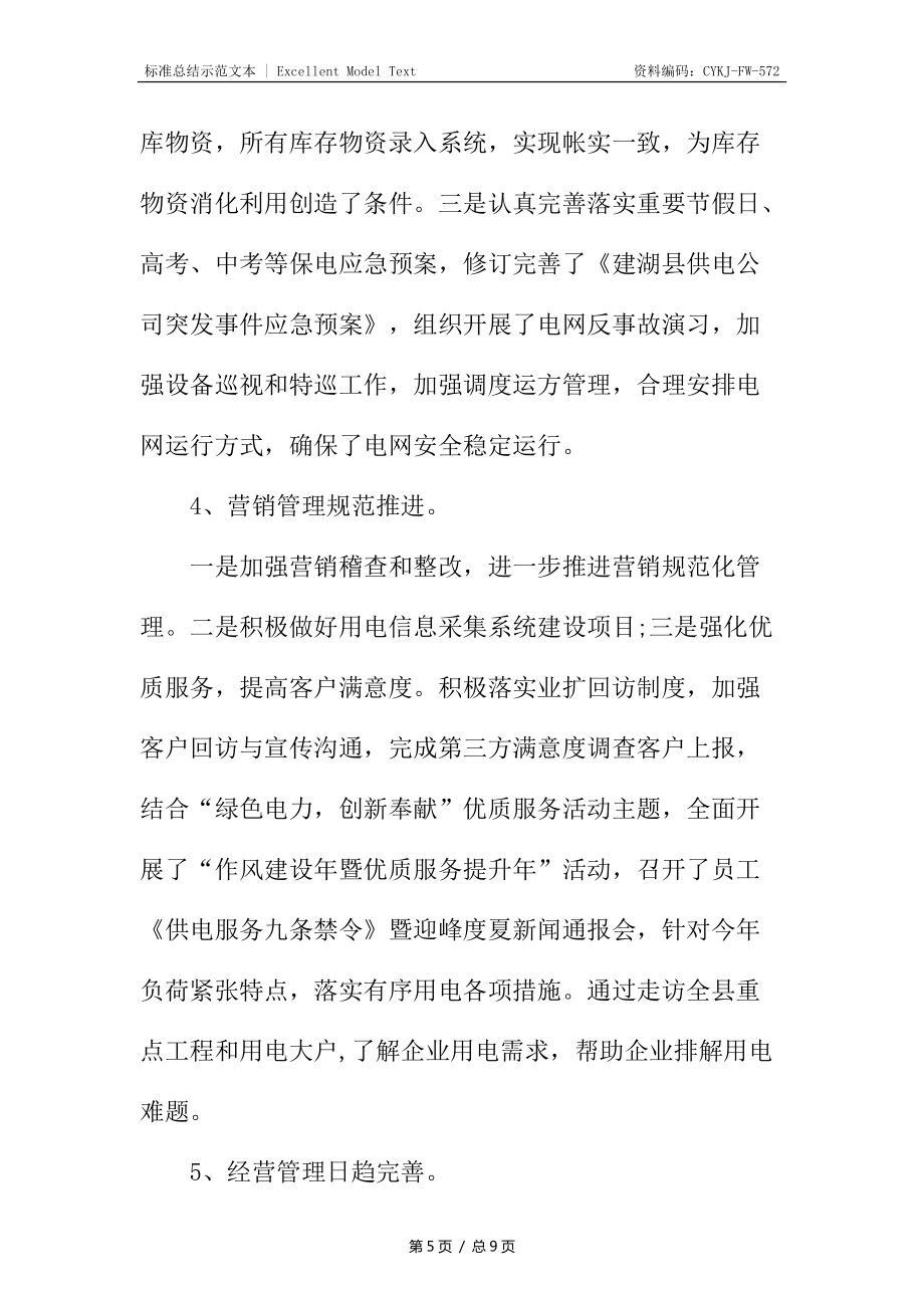 电力专业技术个人工作总结_第5页