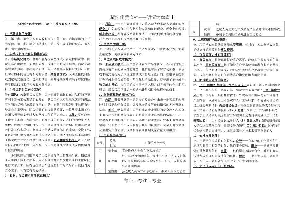 《资源与运营管理》100个考核知识点(共7页)_第1页