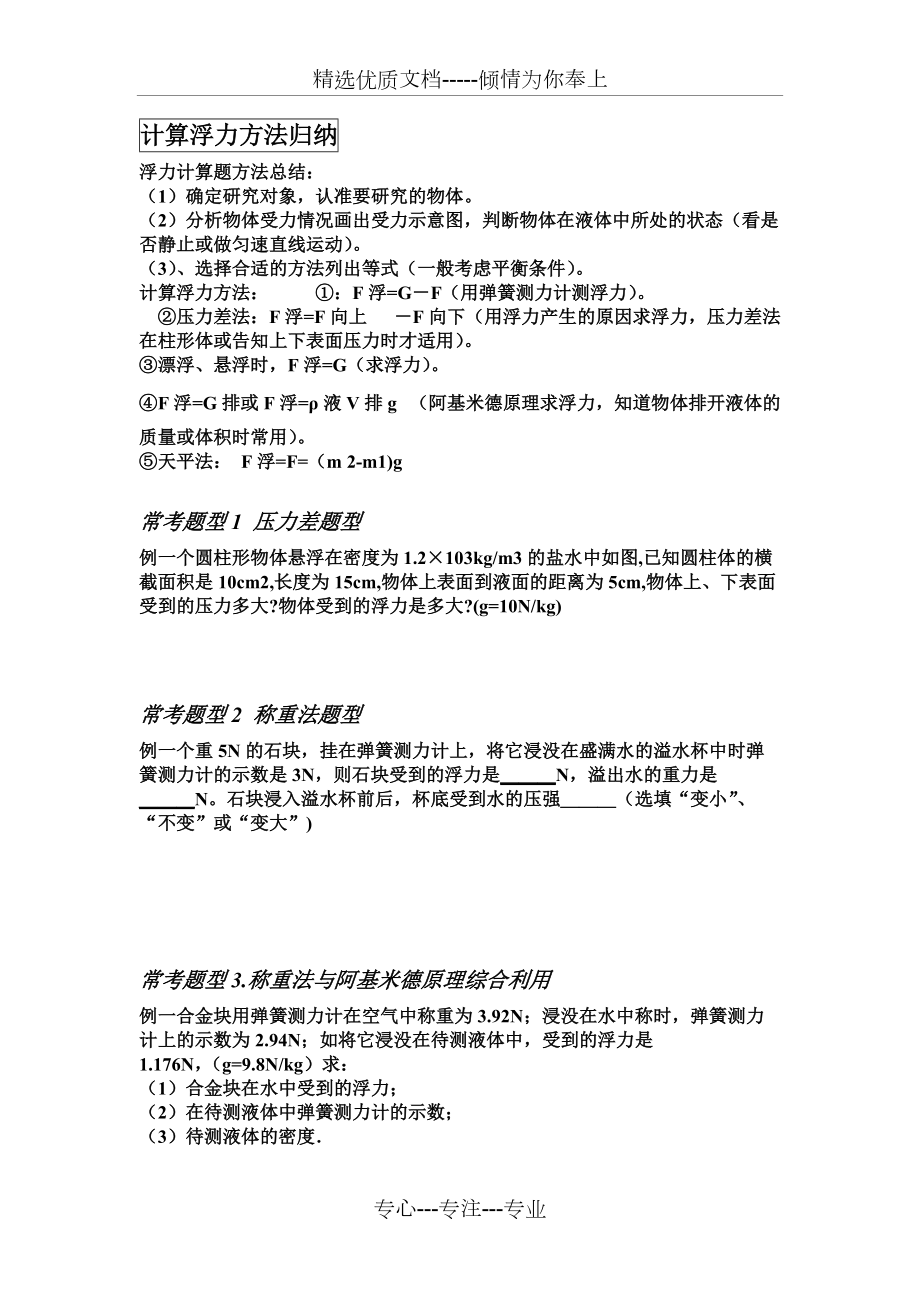 计算浮力方法归纳(共9页)_第1页