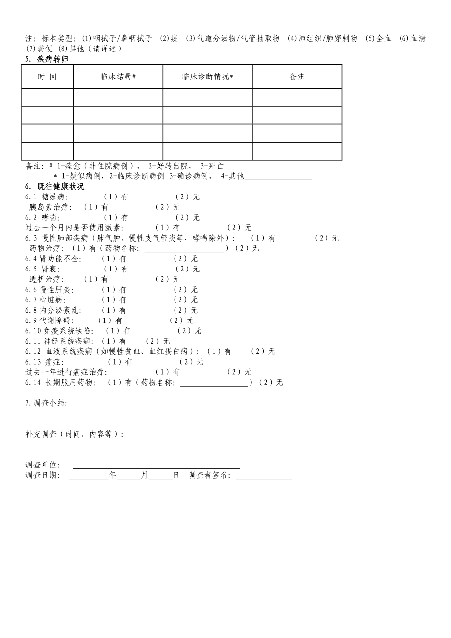 中東呼吸綜合征病例流行病學(xué)個案調(diào)查表_第5頁