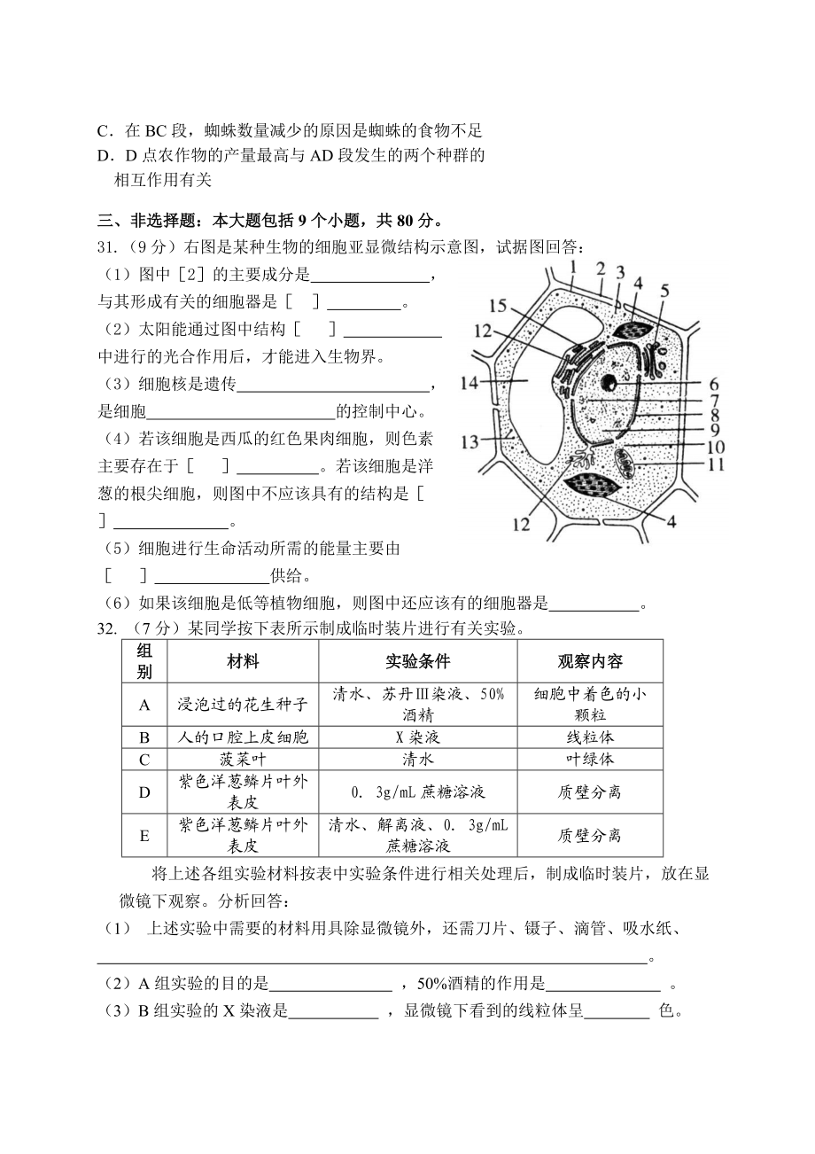 遂溪二中高二生物月考(三)試卷_第5頁
