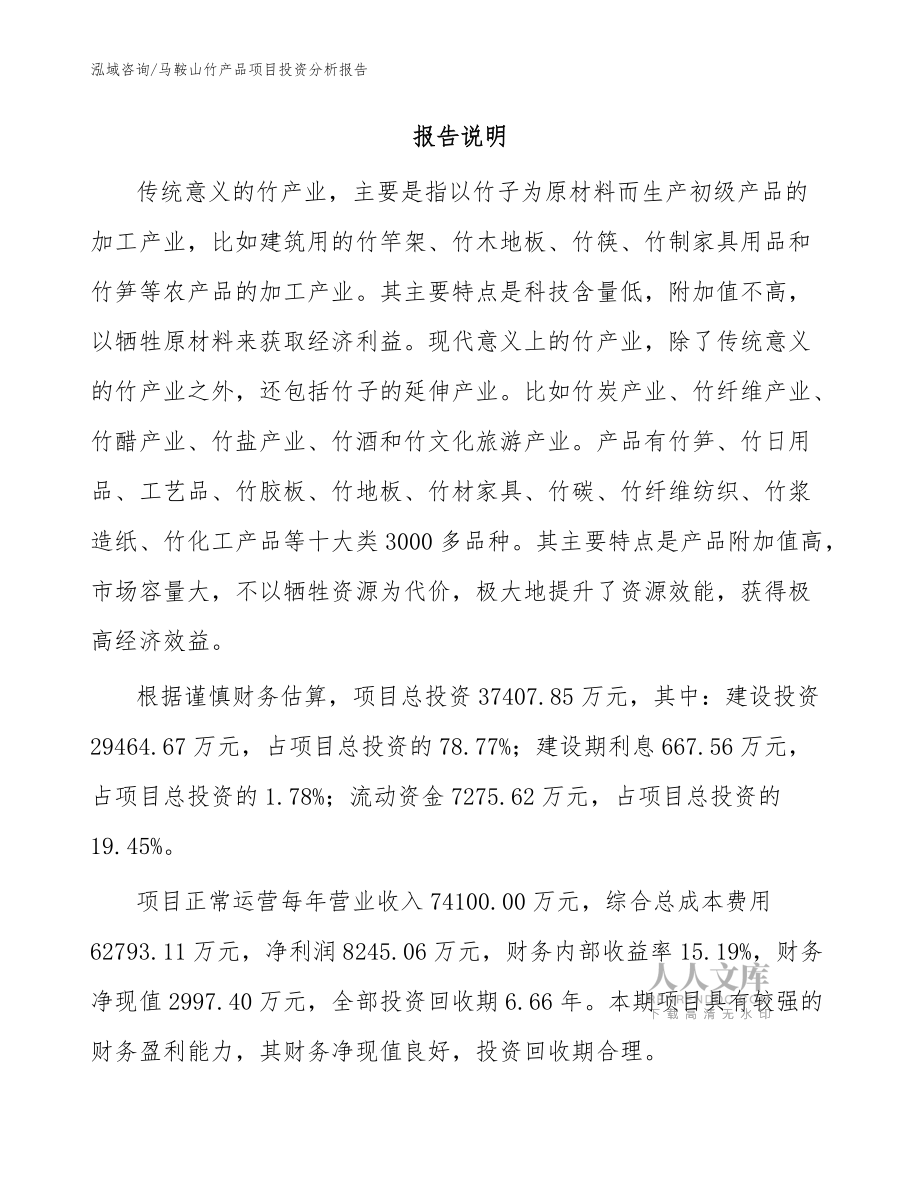 马鞍山竹产品项目投资分析报告(范文参考)_第2页