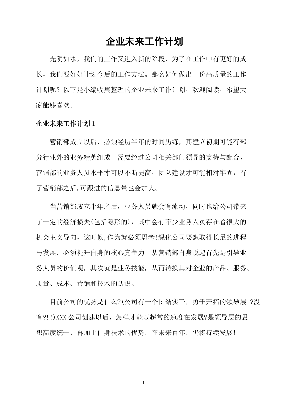 企業(yè)未來工作計劃_第1頁