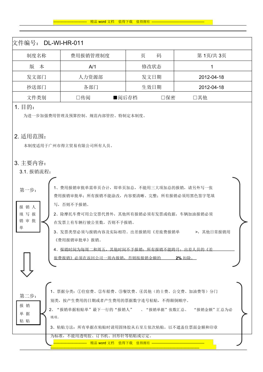 費用報銷制度修正版20130312_第1頁