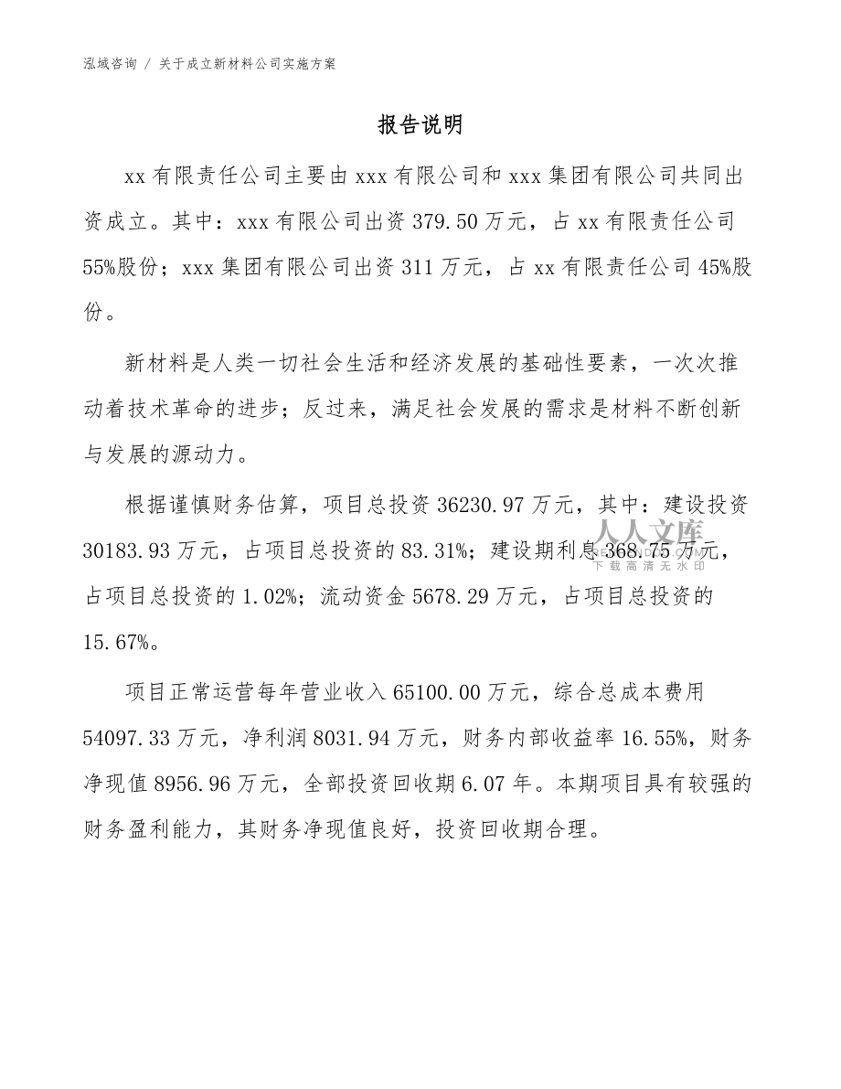 關(guān)于成立新材料公司實(shí)施方案(參考模板)_第2頁(yè)
