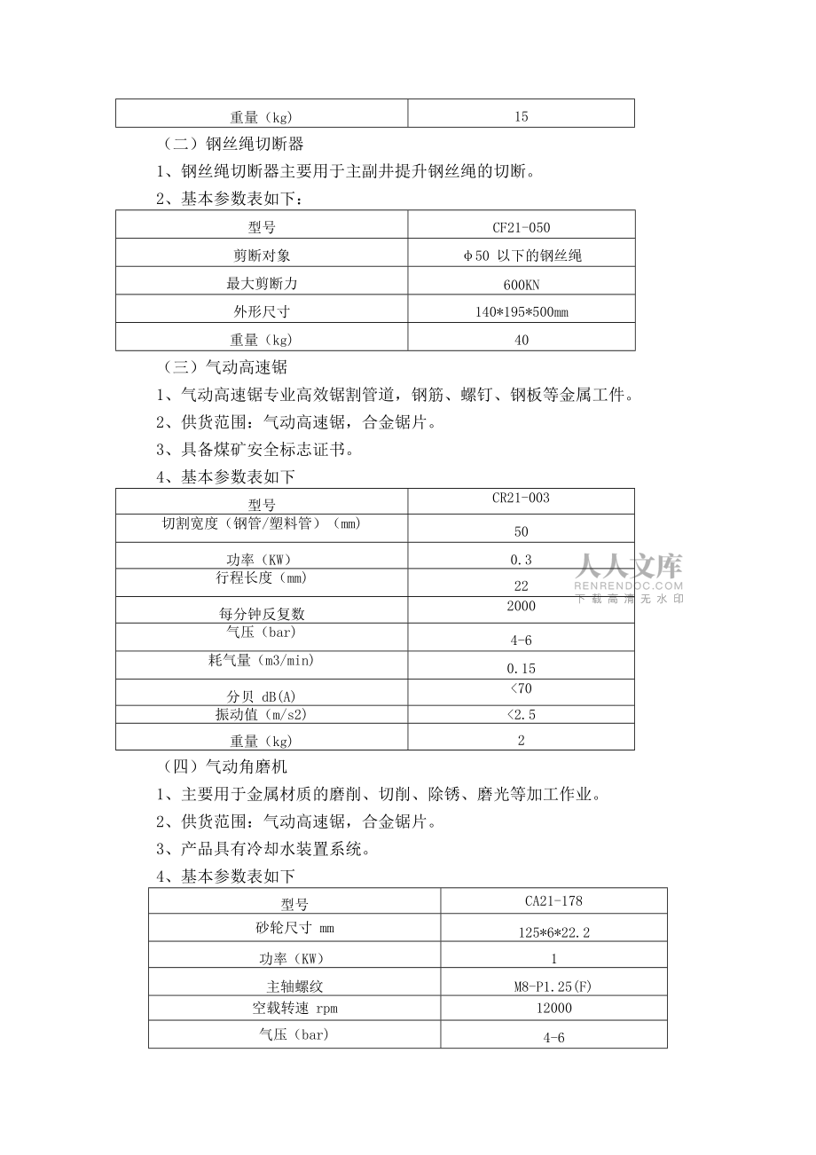 城郊煤礦主副井進(jìn)口破拆工具技術(shù)規(guī)格書_第2頁(yè)