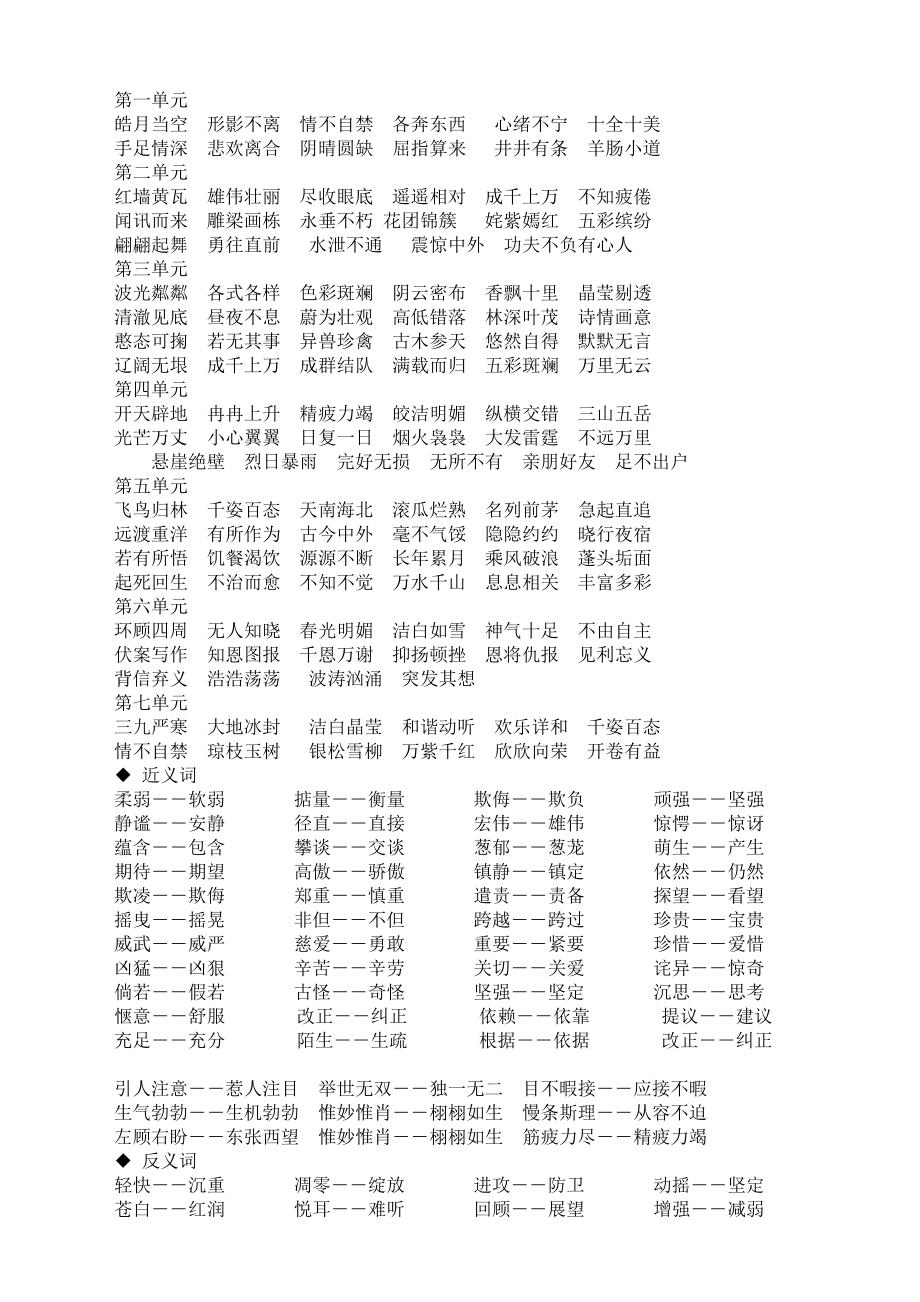 人教版四年级语文上册期末复习重点知识点(14页)_第1页