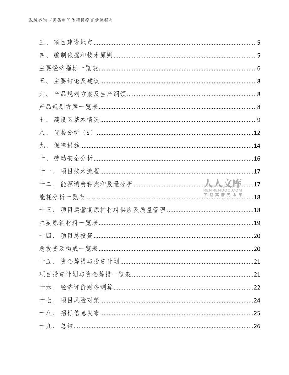 医药中间体项目投资估算报告(模板范文)_第2页
