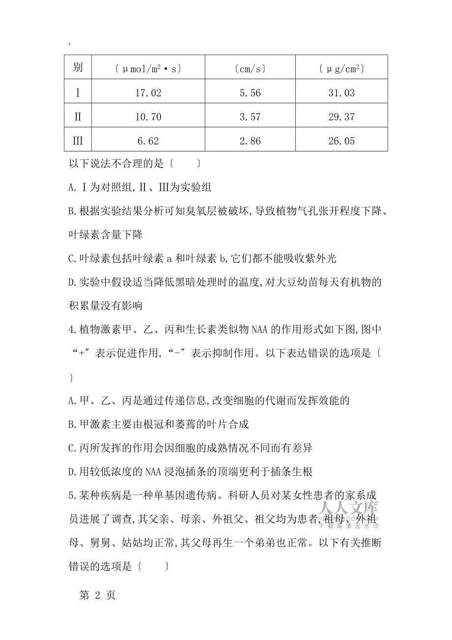 《導與練》版高考生物二輪復習高考仿真沖刺卷(七)_第2頁