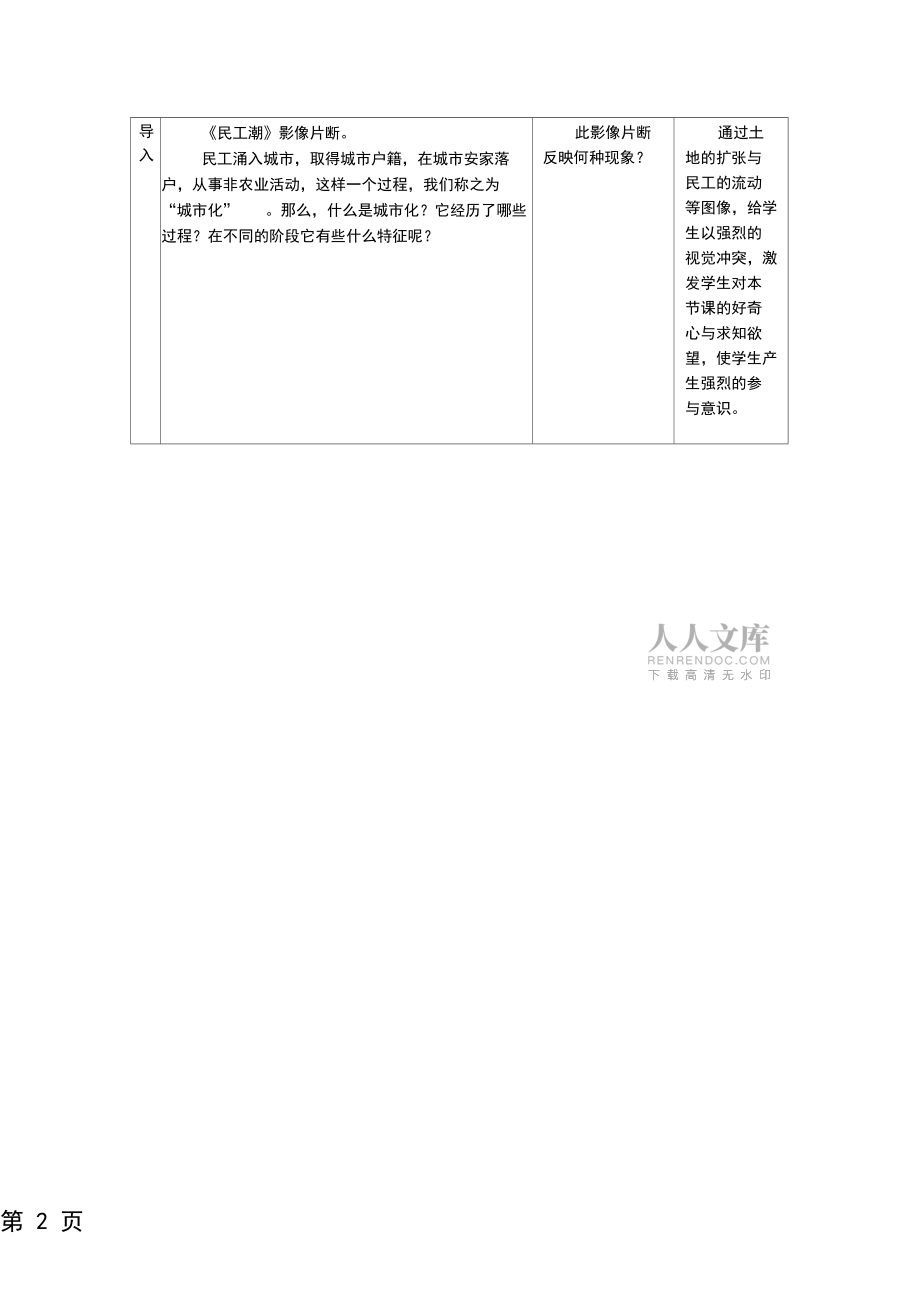 人教版高一地理必修二2.3城市化教案(配套)_第2頁