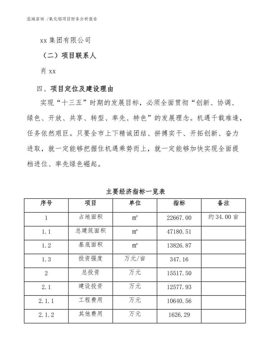 氧化铝项目财务分析报告(模板参考)_第5页