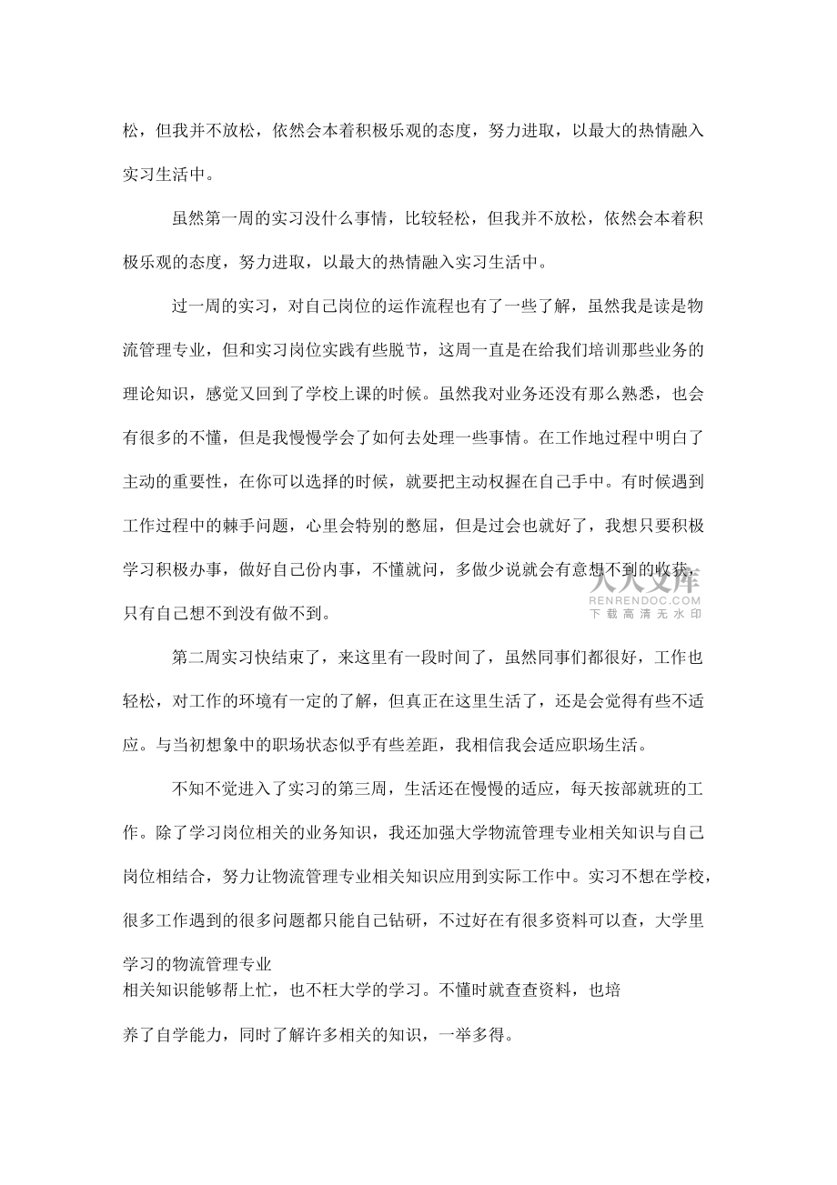 2019年物流管理專(zhuān)業(yè)大學(xué)生頂崗實(shí)習(xí)周記_第2頁(yè)