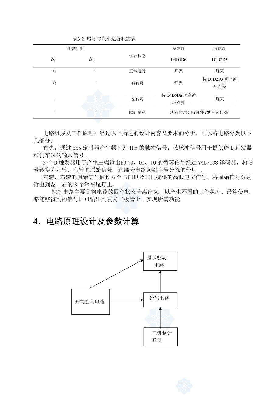 汽车尾灯控制电路课程设计_secret_第3页