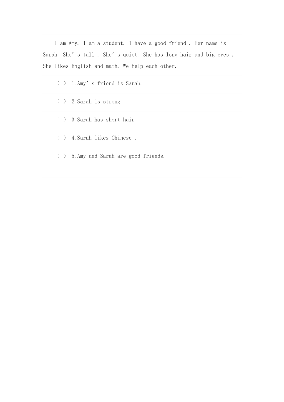 PEP小學(xué)英語(yǔ)四年級(jí)上冊(cè)Unit3單元試卷_第5頁(yè)