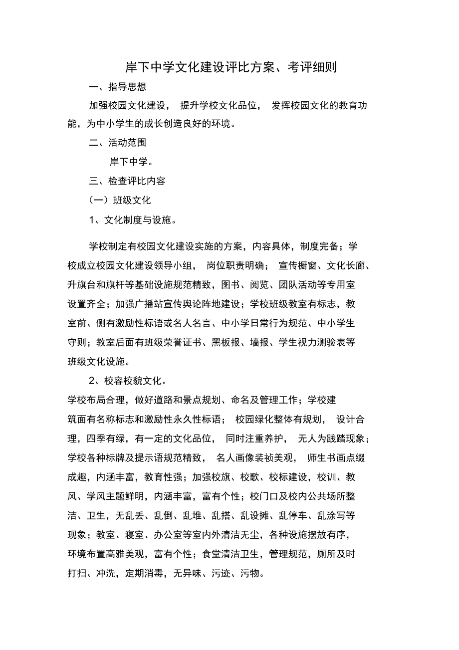 校園文化建設評比方案、考評細則上課講義_第1頁