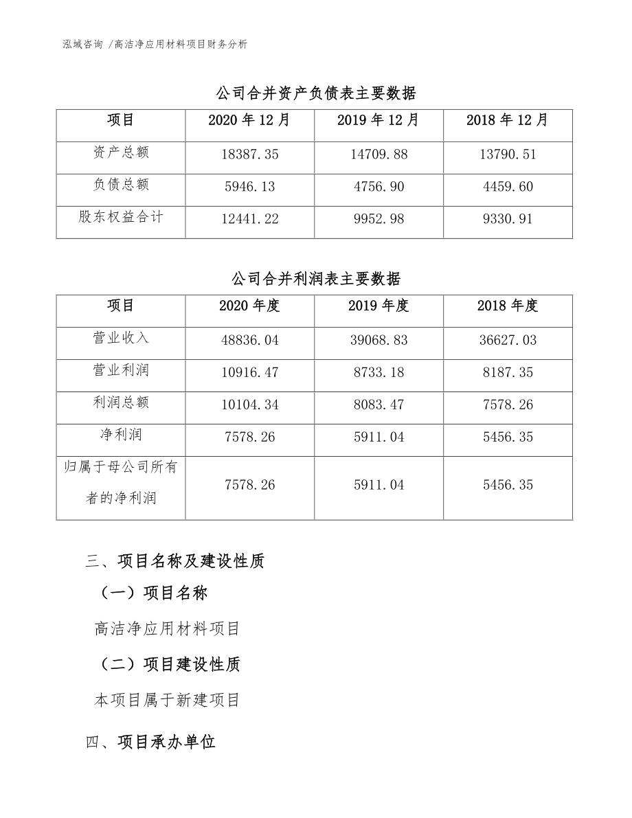 高洁净应用材料项目财务分析(模板范本)_第5页