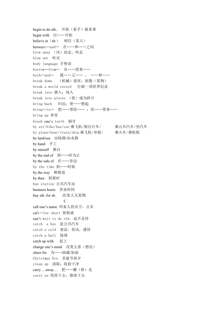 冀教版初中英語短語匯總_第5頁