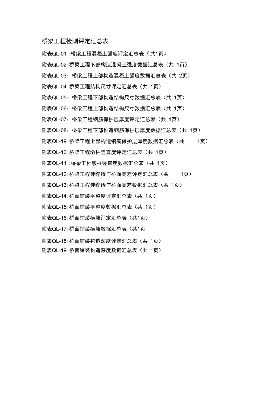 桥梁工程检测评定汇总表_第1页