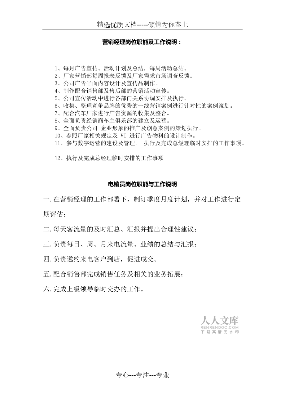 汽車4s店東風(fēng)日產(chǎn)店營銷部崗位職責(zé)與制度大全(最新版)_第2頁