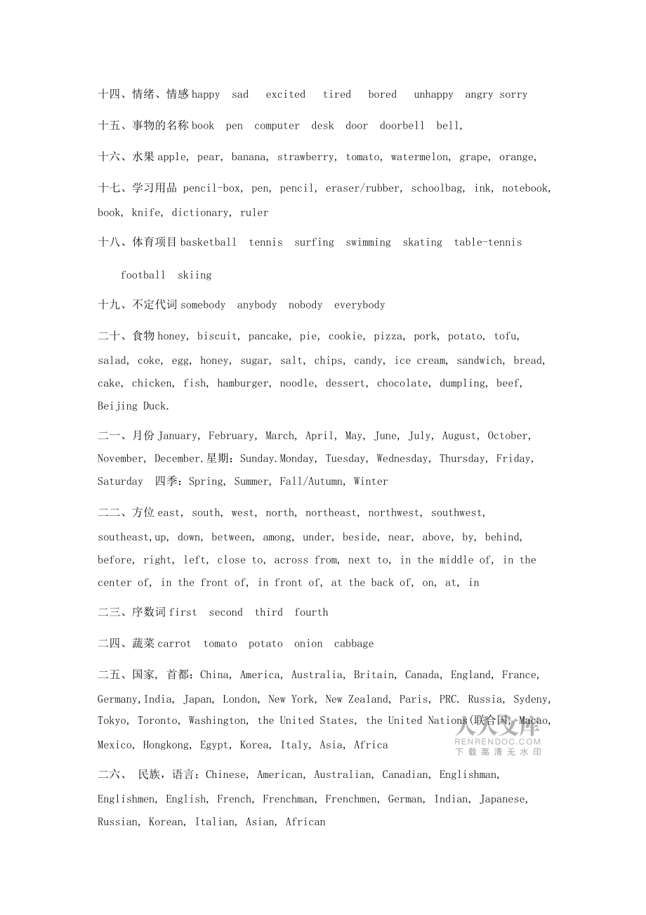 初中英語單詞歸類記憶_第2頁