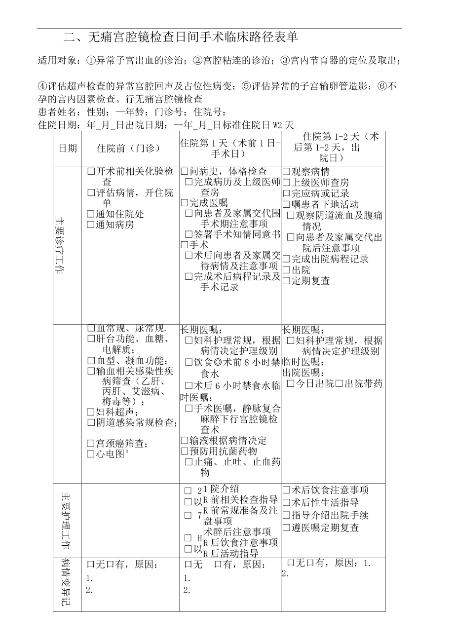 無痛宮腔鏡檢查日間手術(shù)臨床路徑_第5頁