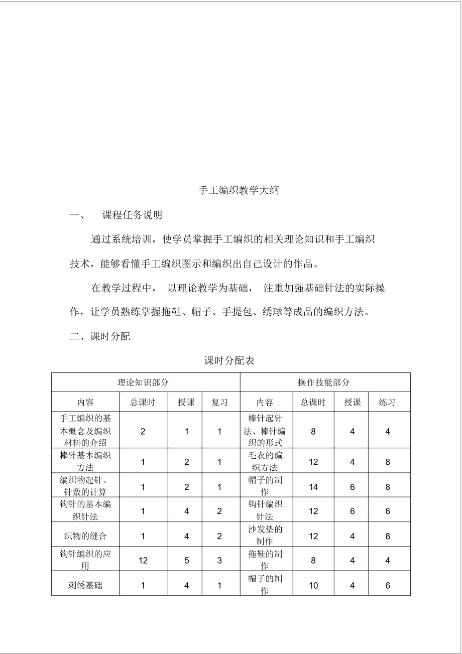 手工編織教學計劃教學大綱_第3頁