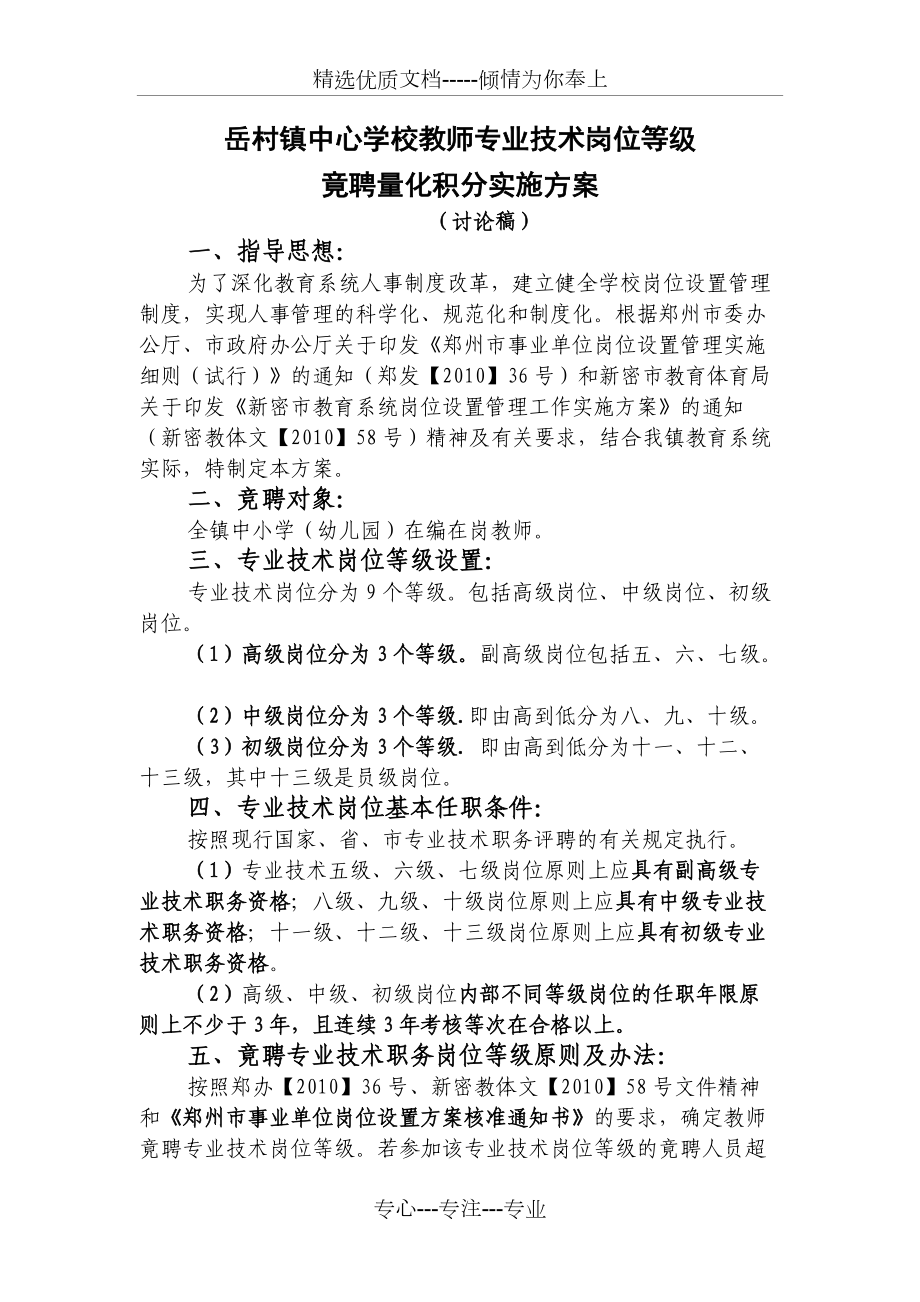 岳村中心校崗位競聘量化考核積分實(shí)施方案討論稿_第1頁