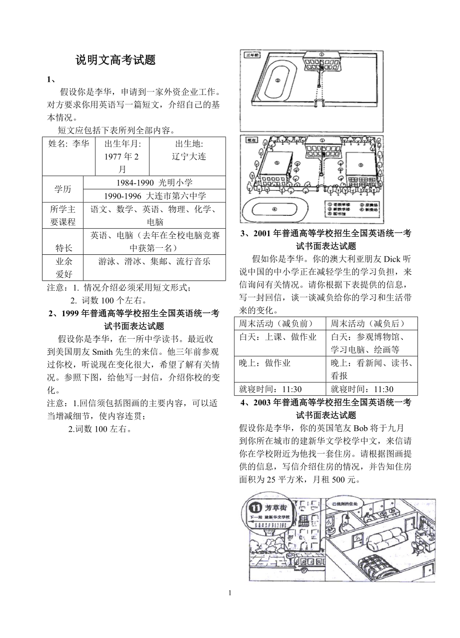 高考書面表達分類試題_第1頁
