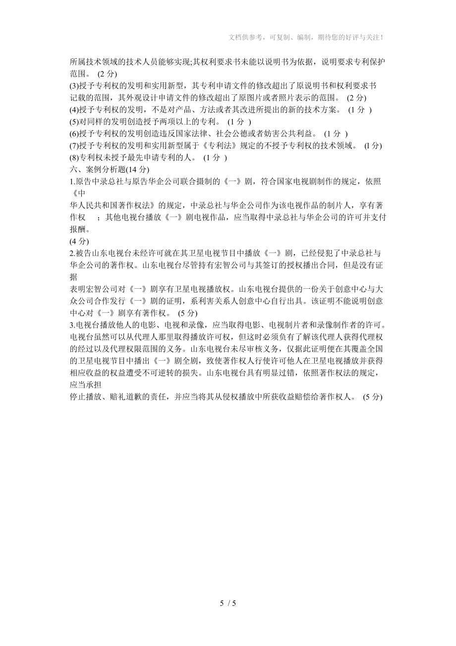 知识产权法历年试题分享_第5页