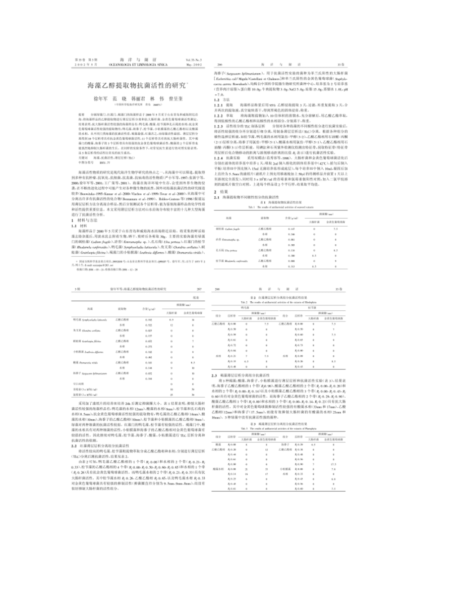 海藻乙醇提取物抗菌活性的研究_第1页