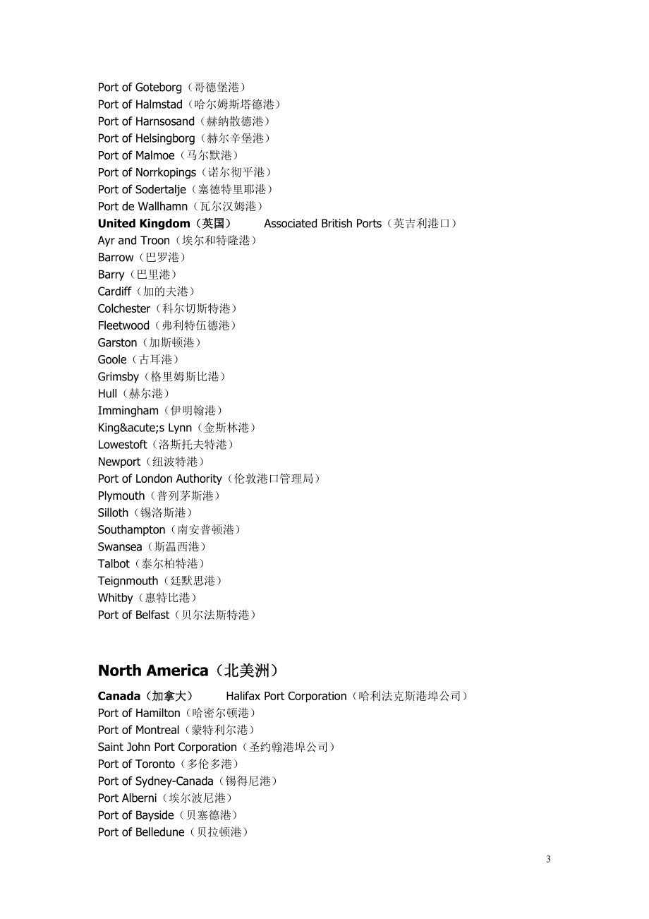 世界主要港口中英文对照表_第3页