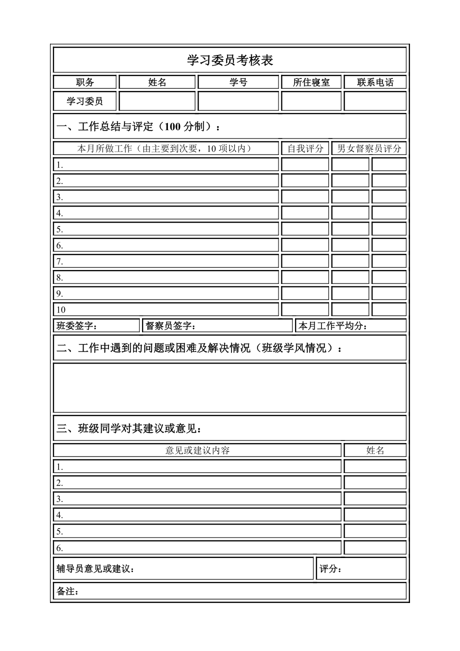 大学班委职责考核表_第5页