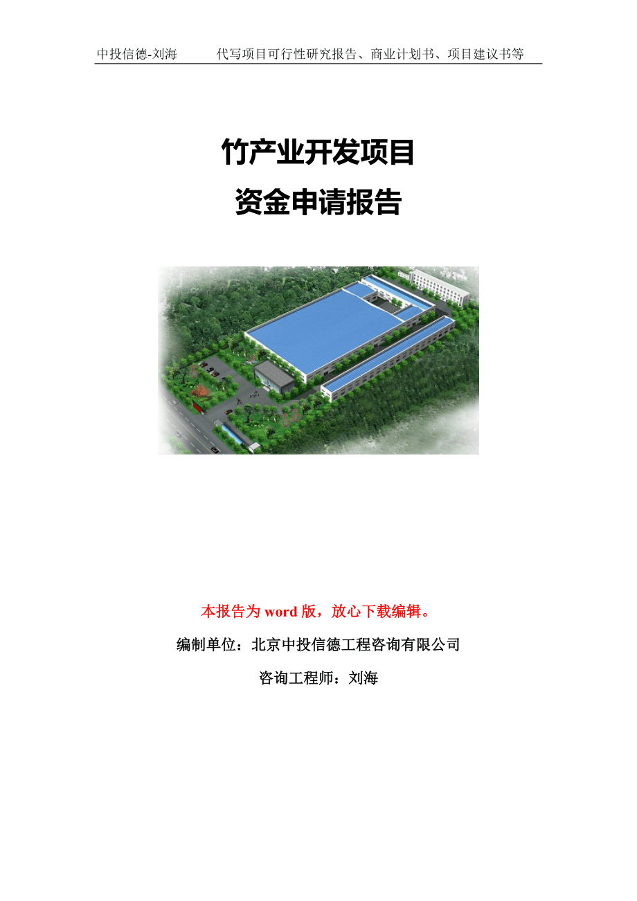 竹产业开发项目资金申请报告模板-立项申报_第1页