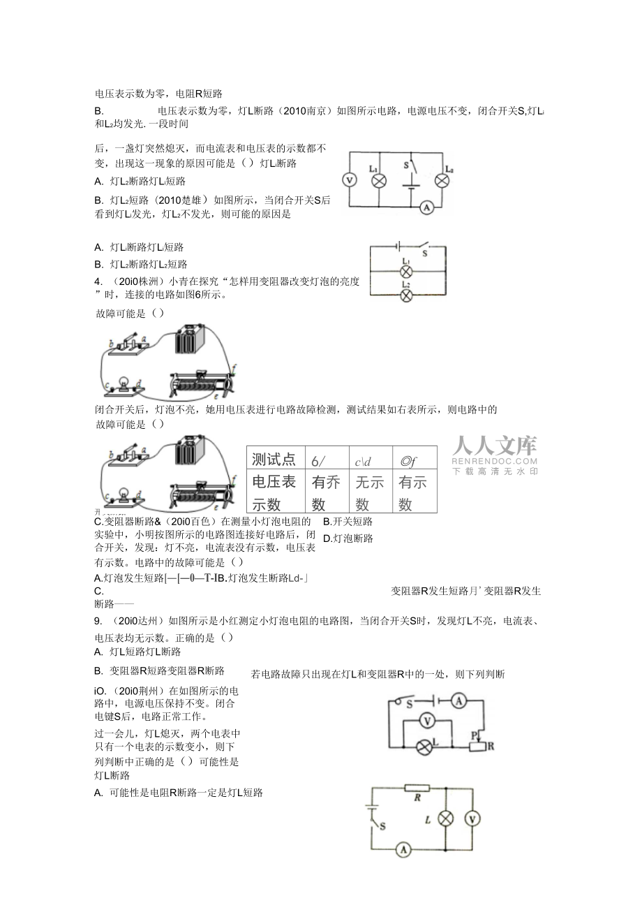 串聯電路和家庭電路故障分析_第2頁