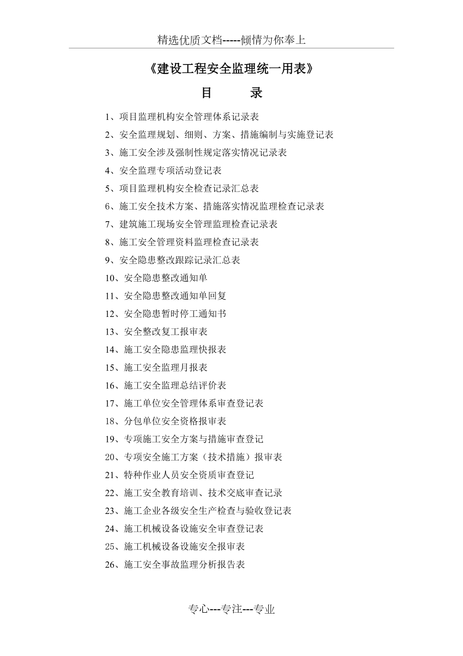 建設(shè)工程安全監(jiān)理全套常用表格_第1頁