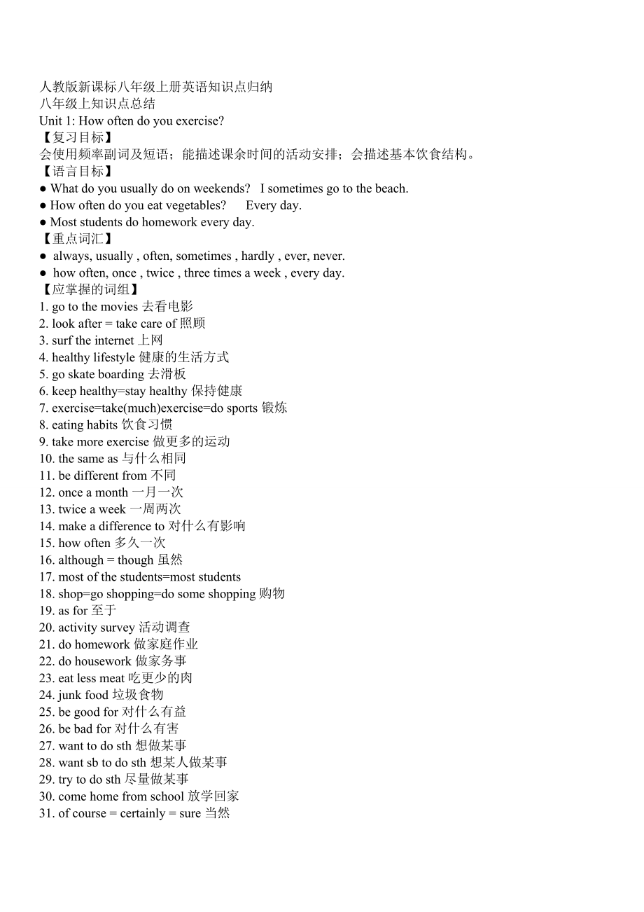 人教版新课标八年级上册英语知识点归纳 (2)_第1页
