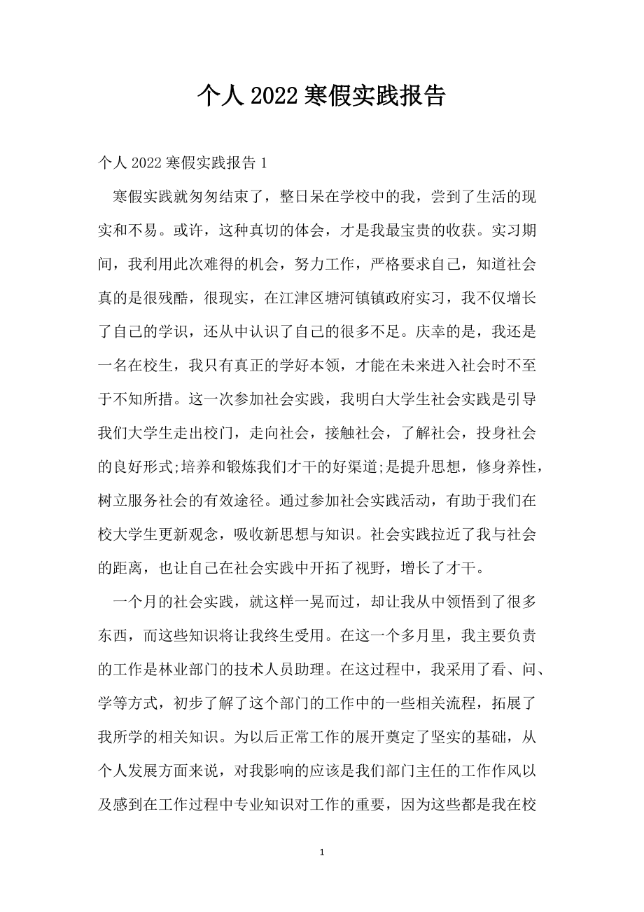 個(gè)人2022寒假實(shí)踐報(bào)告_第1頁(yè)