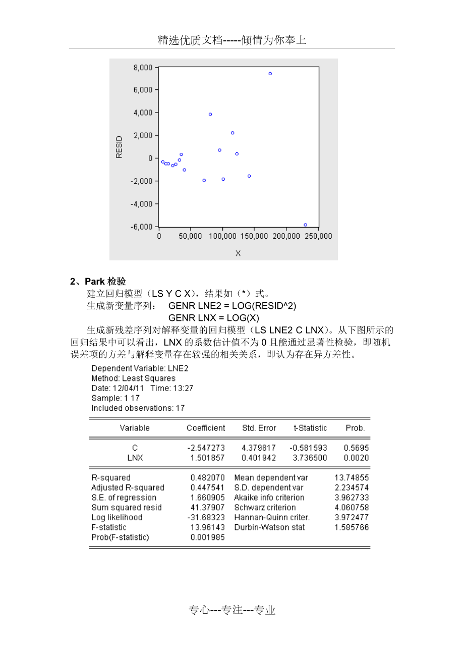 Eviews异方差性实验报告_第3页